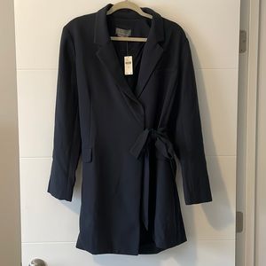 Anthropologie Tie Waist Blazer Dress - Open Back - Navy - NWT